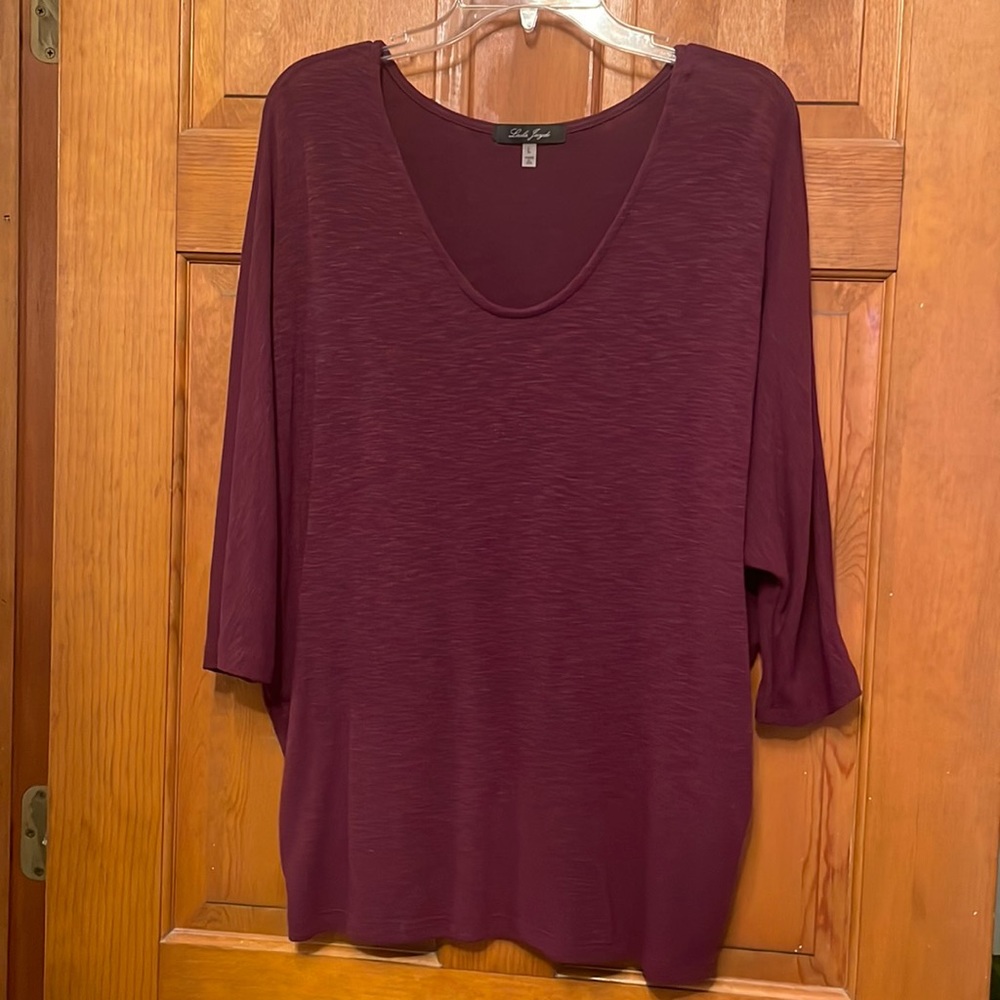 Beautiful burgandy top with dolman sleeves. Size L - EUC